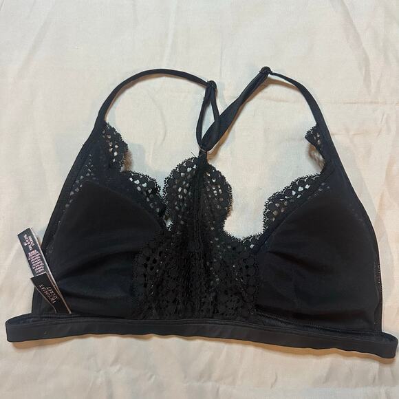 Victoria's Secret Black, Plunge line, Lace, Razorback Bralette- M - Picture 2 of 7